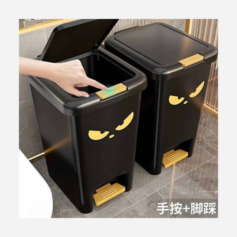 黑色脚踏带盖垃圾桶 手按两用